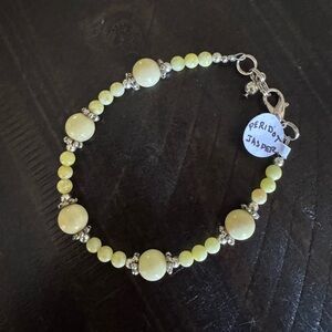 Peridot and Jasper  Beaded Bracelet with Silver Details